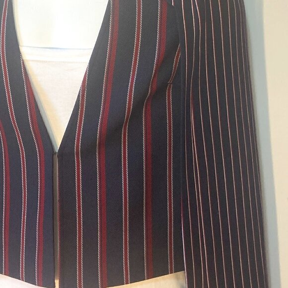 BCBGeneration SZ S navy striped unique vested capelet blazer professional career - Picture 3 of 8